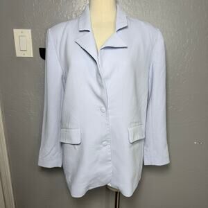 Good American Pastel Blue Single Breasted Blazer Jacket Covered Buttons, S/M